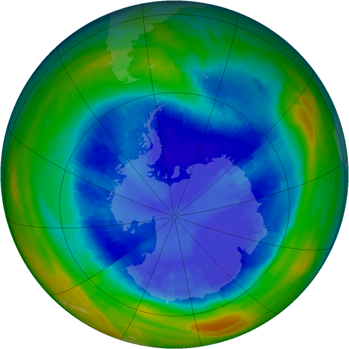 Antarctic ozone map for 28 August 2001